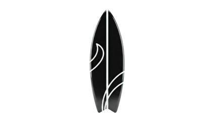 Black Surfboard with White Abstract Design