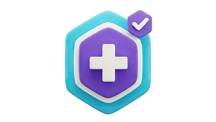 Fototapeta premium 3D Medical Health Plus Symbol with Checkmark Badge