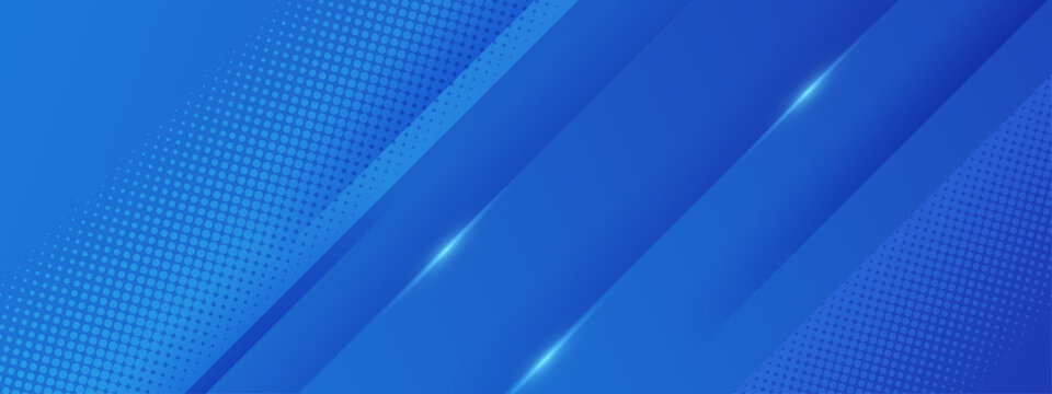 Professional blue background featuring diagonal stripes halftone patterns and bright light flare accents