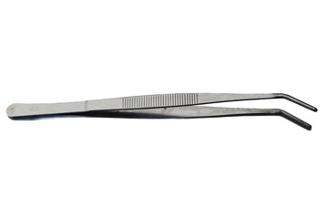 Medical surgical tweezers isolated on white background. 
