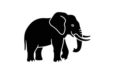Obraz premium Simple black elephant silhouette on white background