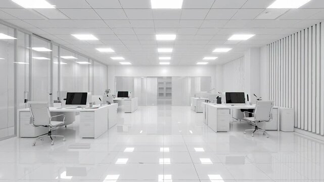 Modern office interior with computer workstations.