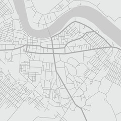 City map. Line scheme of roads. Town streets on the plan. Pathein city in Myanmar architectural background. Urban environment, architectural background. Vector