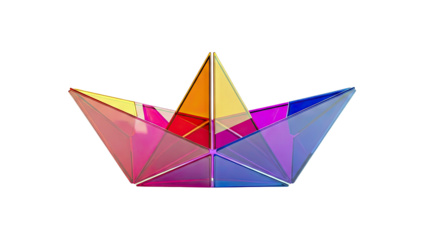 Geometric Glass Origami Boat