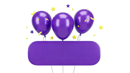 Purple Balloons with Confetti and Stars Banner