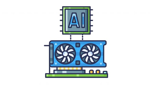 AI GPU Processing Animated Icon. Seamless Looping