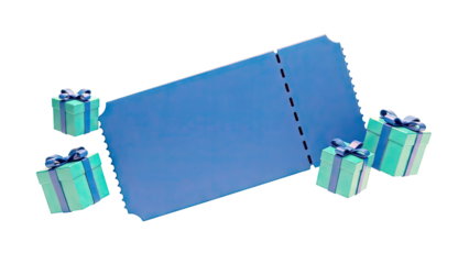 Blue Ticket with Teal Gift Boxes