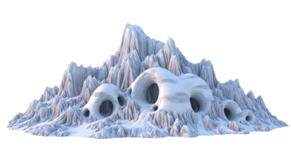 Surreal ice cave landscape with sharp peaks