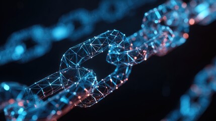 Abstract blockchain network illustration showing digital chain structure
