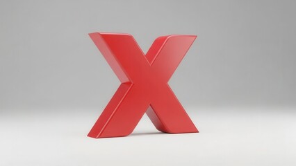 Obraz premium Red 3D Capital Letter X on White Background