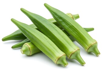 Obraz premium Fresh Okra Pods on Transparent Background