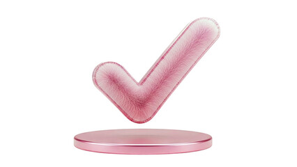 Pink Fuzzy Checkmark on a Pink Podium