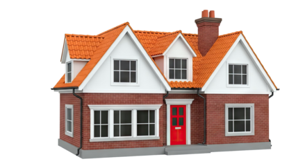 Red Brick House with Orange Tile Roof
