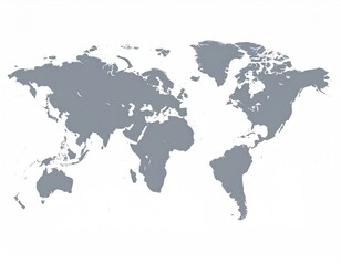 Obraz premium Gray-toned world map against white bg