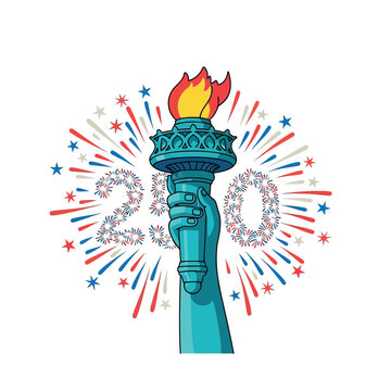 The Statue of Liberty's torch ignites a celebration of 2020 with patriotic fireworks and festive elements