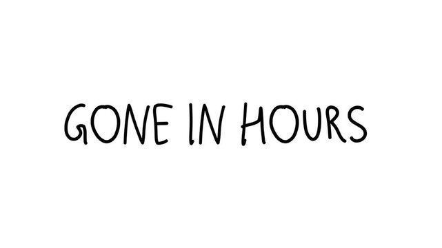 gone in hours typing animation on white background video