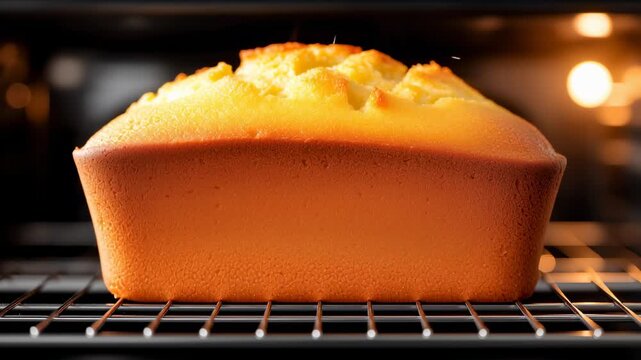 A beautiful banana cake browns in the oven, its delightful aroma filling the kitchen. The cake rises perfectly, promising a moist and sweet treat for everyone to enjoy