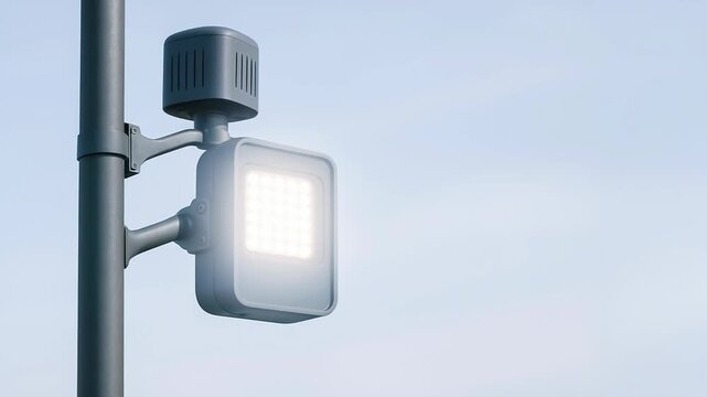 Next gen engineering solution urban tech street light infrastructure with led floodlight smart sensor enhancing safety and smart city efficiency