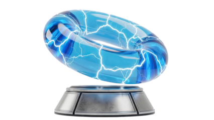 Blue Torus with Electric Discharge on Metallic Stand