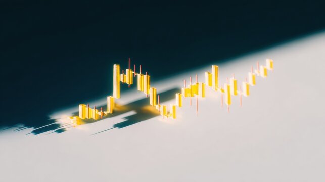 Financial Stock Market Candlestick Chart Displaying Market Trends on a Professional Trading Desk Interface With Copy Space for Economic Data and Marketing Background - Powered by Adobe