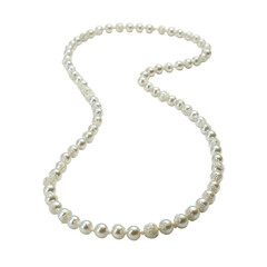 Fototapeta premium A long strand of white pearls with textured spacer beads isolated on a transparent background pearl necklace