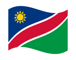 Waving flag of Namibia national symbol on transparent background, fabric fluttering in wind, illustration