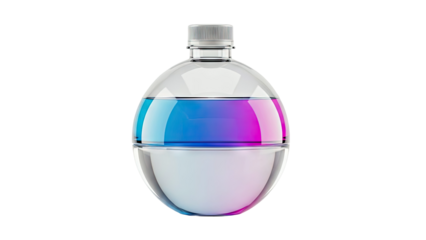 Clear plastic bottle with colorful liquid