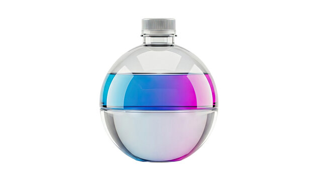 Clear plastic bottle with colorful liquid