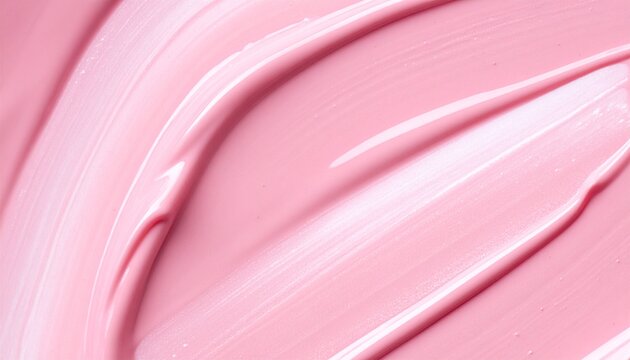Macro texture of pink nail polish or lip gloss. A beautiful, creamy smear of a cosmetic product swatch. Beauty industry backgrounds