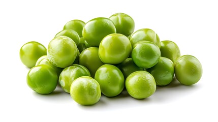 Small cluster of raw green peas with smooth round surface and natural sheen