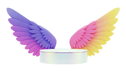 Iridescent Podium with Pastel Gradient Wings