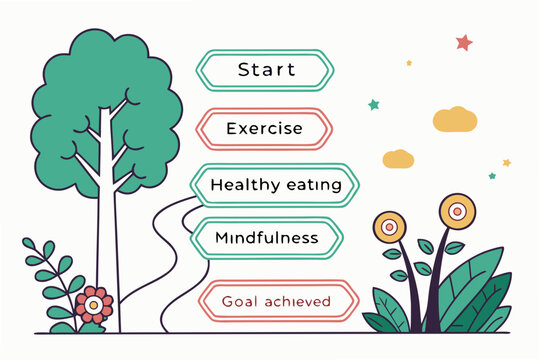 Health Improvement Journey Illustration  Flat Vect (3) Vector Icon Illustration
