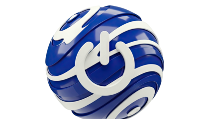 3D Rendering of a Blue and White Sphere with Power Symbol