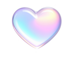 Soft glow holographic heart with a frosted glass look ,white background