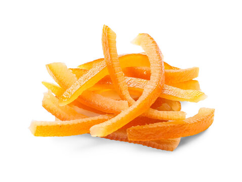 Candied orange peel on white background