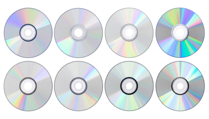 Blank Compact Disk Collection with Rainbow Holographic, Isolated on Transparent Background