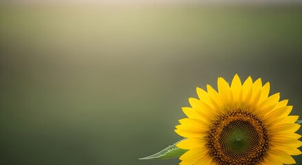 A Sunny Sunflower with Petals Blooming on a Green Field in Natural Light