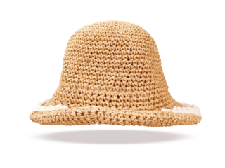 A straw bucket hat against PNG transparent.