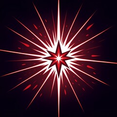 Obraz premium Vibrant red starburst with dynamic light rays for eye-catching designs and attention-grabbing graphics, perfect for modern branding and impactful visual storytelling