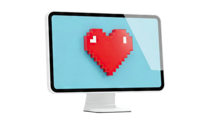 Pixel Heart on a Modern Computer Monitor