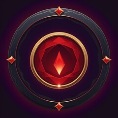 Striking red gem emblem for fantasy game design, perfect for creating mystic user interfaces or unique logo designs with a touch of magic and power