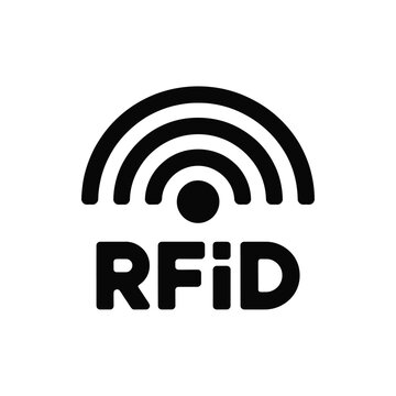 rfid tag symbol with radio frequency identification logo