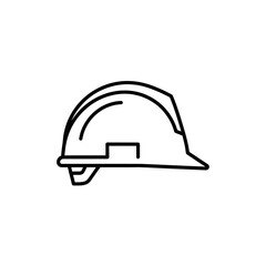 Fototapeta premium Safety Hard Hat Line Icon Vector Illustration. Construction Worker Protective Helmet Outline Symbol for PPE and Industry UI Design.