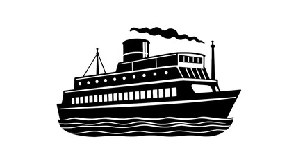 Obraz premium Vector illustration of a luxury passenger cruise ship sailing on the blue ocean waves for a summer travel vacation