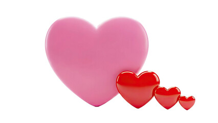 Pink and Red Hearts in Graduated Sizes