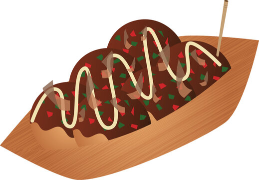 Illustrations of takoyaki, Japanese festivals and food stalls, as well as food.