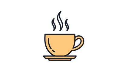 Obraz premium Hot cup of coffee or tea with steam rising isolated on white background representing a breakfast drink or a short office break.