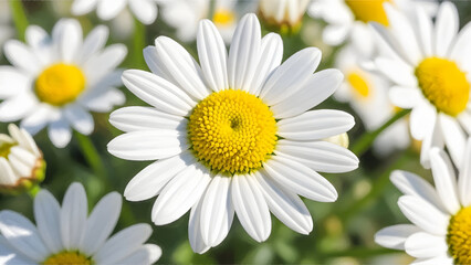 Fototapeta premium Vibrant field of daisies on a sunny day