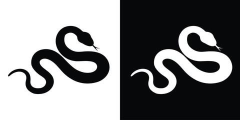 Obraz premium Snake icon. Snake black silhouette. Vector illustration