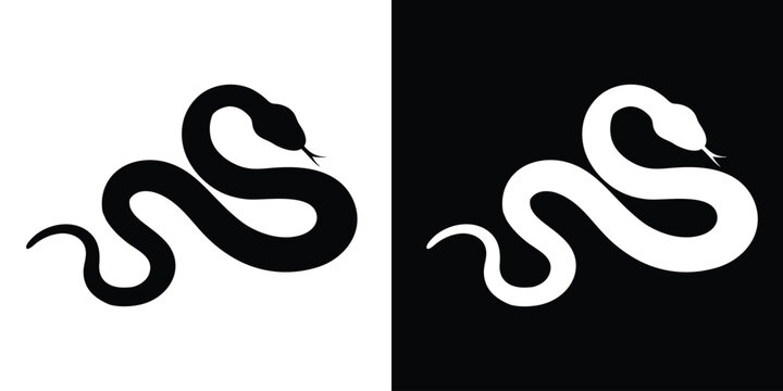 Snake icon. Snake black silhouette. Vector illustration